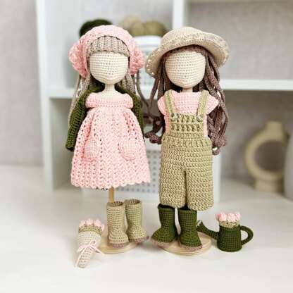 Doll clothes, crochet doll outfit, toy clothes, Spring Garden outfit