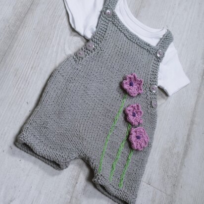 Baby Bib Short with Flowers 0-2 yrs