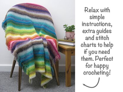 Rainbow V-stitch Stripe Blanket