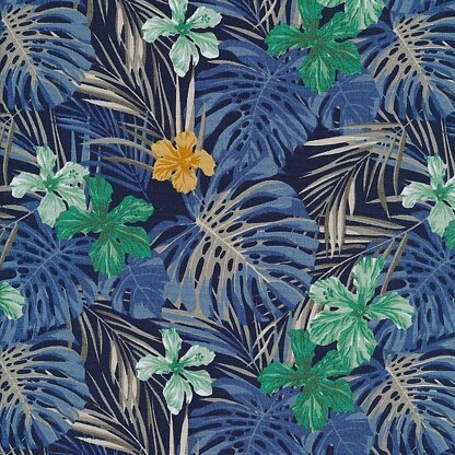 Floral Leaf Navy