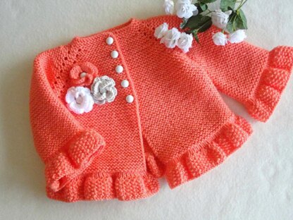 Knit Pattern Baby Girl Jacket Amelia