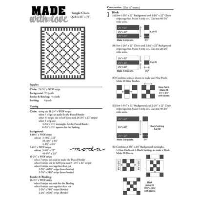 Moda Fabrics Simple Chain 2 Quilt - Downloadable PDF