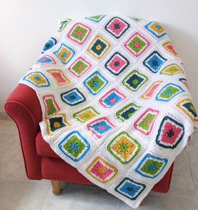 Flower Granny Square Throw Blanket