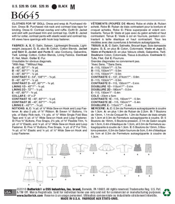 Butterick Clothes For 18 Doll B6645 - Sewing Pattern