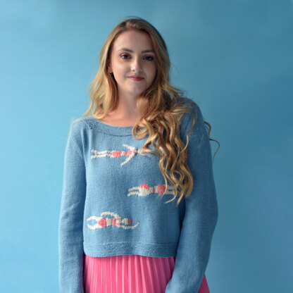 Retro Swimmers Sweater - Free Knitting Pattern in Paintbox Yarns Cotton DK and Metallic DK - Free Downloadable PDF