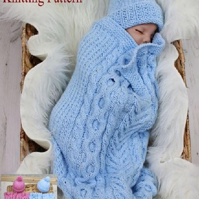 Knitting Pattern baby cable cocoon UK & USA Terms #318