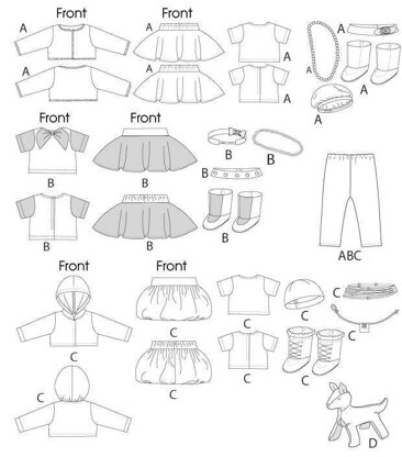 McCall's Clothes For 18' Doll Accessories and Dog M6669 - Paper Pattern Size One Size Only