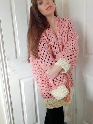 Crochet Pink Hexagon Cardigan Pattern