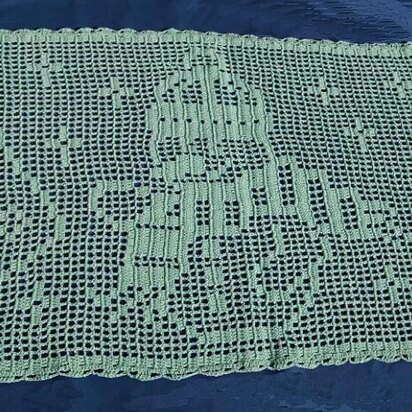 Christmas Stocking Table Runner Filet Crochet Pattern