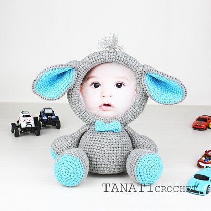 Crochet Pattern of Photo Frame ELEPHANT 8"