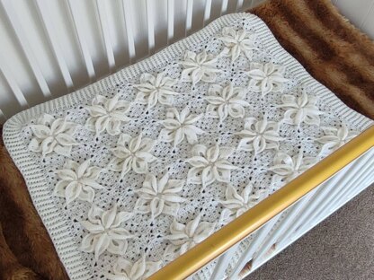 White Poinsettia Baby Afghan