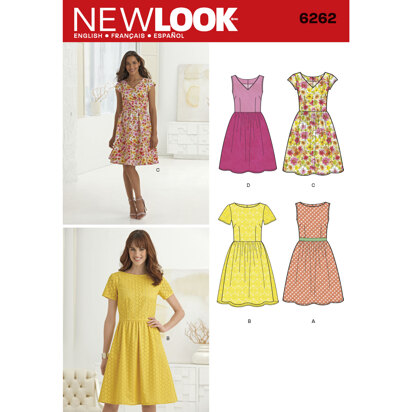 New Look Misses' Dress with Neckline Variations 6262 - Paper Pattern, Size A (10-12-14-16-18-20-22)