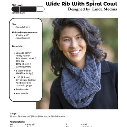 Wide Rib With Spiral Cowl in Cascade Yarns Friday Harbor - W759 - Downloadable PDF - knitting pattern