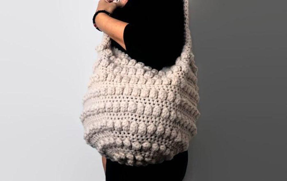 Fast and Easy Bobbles Slouchy Bag Crochet pattern by isWoolish