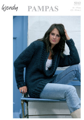 Cowl Neck Sweater in Wendy Pampas Mega Chunky - 5312