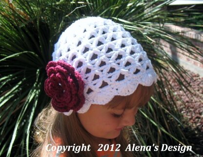 Lace Beanie Hat with Rose