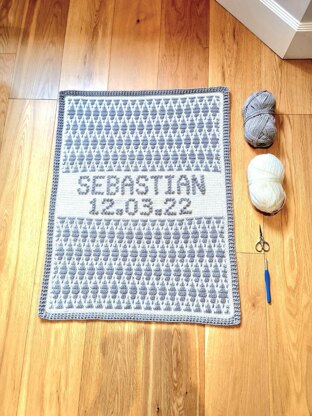 Personalised Baby Name and Date Mosaic Blanket