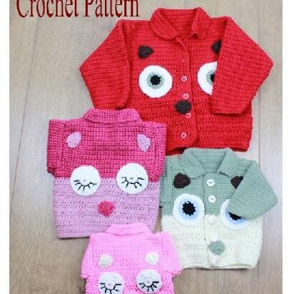 Crochet Pattern owl jackets 5 sizes UK & USA Terms #214