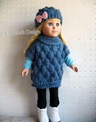 Slouchy Bow Hat & Pullover Poncho