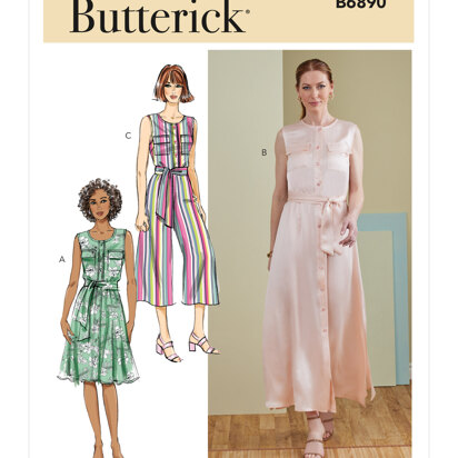Butterick Misses' Dress, Jumpsuit and Sash B6890 - Sewing Pattern