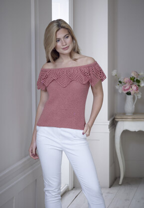 Wrap and Off the Shoulder Top in King Cole Finesse Cotton Silk DK - 5116 - Leaflet