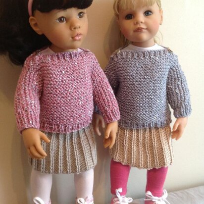 Easy Knit jumper and skirt. 18" doll