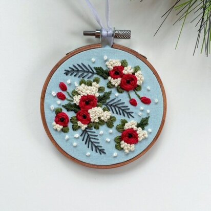 Christmas Floral Ornament Embroidery Pattern