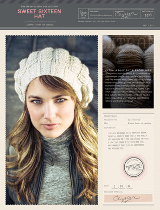 Sweet Sixteen Hat in Blue Sky Fibers Extra - 3819 (Downloadable PDF)