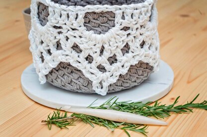 Lace Top Crochet Basket