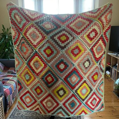 Random granny square blanket