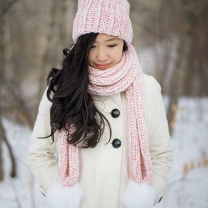 Snow Puff Ribbed Beanie & Scarf