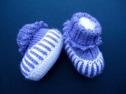 Purple Striped Baby Booties