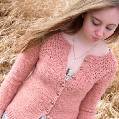 Linda Permann Eyelet Yoke Cardigan PDF