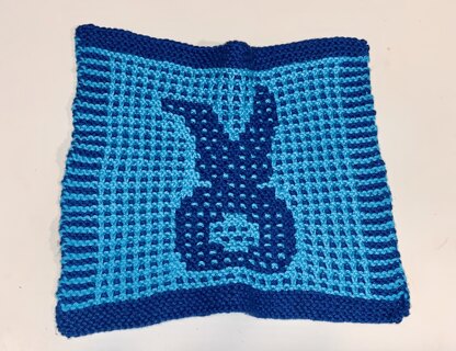 Blue Bunny Butt Dishcloth