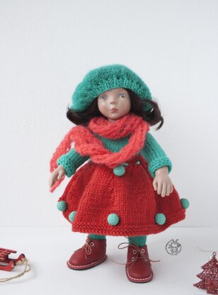 Turquoise and Scarlet outfit  for 13-14 inch dolls