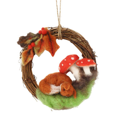 The Crafty Kit Company Autumn Fox Wreath Needle Felting Kit - 190 x 290 x 94mm