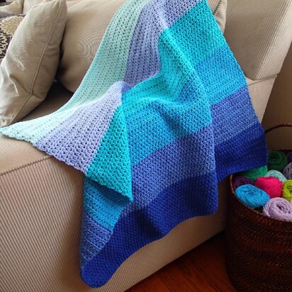 Linen Stitch Stripes Crochet Blanket in Bernat Forever Fleece