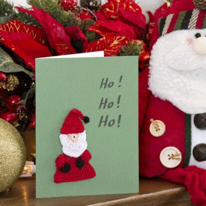 Santa Christmas Card Motif in Aunt Lydia's Metallic Crochet Thread Size 10 and Classic Crochet Thread Size 10 Solids - LC3169