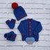 Blainn baby cardigan, hat, booties & Mitts knitting pattern Newborn 16 inch Cgest