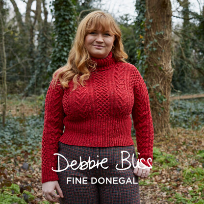 Cabled Sweater - Sweater Knitting Pattern For Women in Debbie Bliss Fine  Donegal by Debbie Bliss