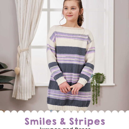 Smiles & Stripes Jumper and Dress in West Yorkshire Spinners Bo Peep Luxury Baby DK - DBP0221 - Downloadable PDF