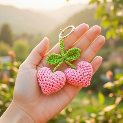 Crochet 2 Hearts Keychain Pattern – Mini Heart Bag Charm (PDF + Video)