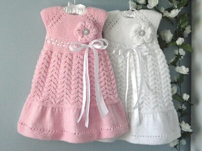 Knitting PATTERN Baby Dress Knitted Flower