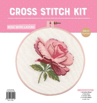 Creative World of Crafts Rose with Layers Cross Stitch Kit with Hoop