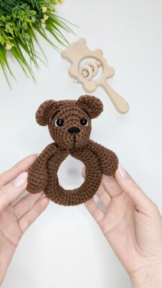 Crochet baby rattle pattern, easy crochet amigurumi teddy bear pattern