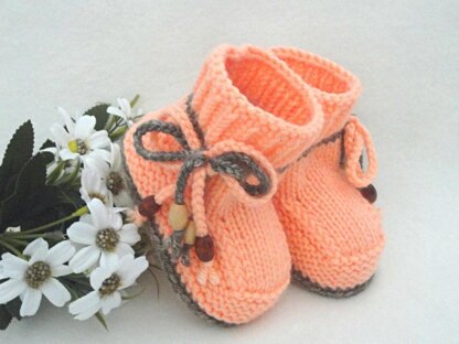 Knitted Baby Booties Rapunzel Pattern by Elena Mitchell