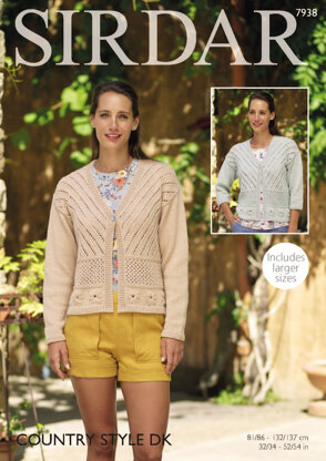 Long and 3/4 Sleeved Jackets in Sirdar Country Style DK - 7938 - Downloadable PDF