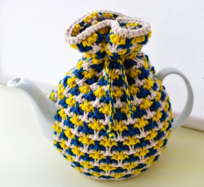 Textured Tweed 4 Cup Teapot Cosy Knitting Pattern