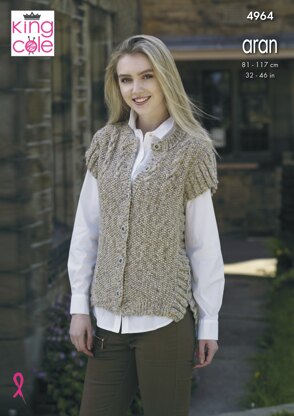 Sweater & Gilet in King Cole Aran - 4964 - Downloadable PDF