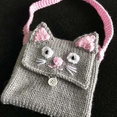 Kids cat bag purse - knitting pattern